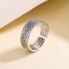 Anillo con Textura para Hombre y Mujer Estilo Coreano Sentido de Diseño de Nicho Chapado Color Dorado Combinación Patrón de Hierba Tang Anillo para Dedo Fuente de Comercio Exterior