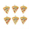 Lindo creativo simulación fruta pizza resina colgante DIY dibujos animados divertidos pendientes llavero Accesorios de Comida