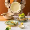 Vajilla de Dibujos Animados Blanco Leche Mulan Creek Estilo Japonés Platos Caseros Irregulares Tazón para Sopa Binaral Lindo Platos para Leche con Respiraderos