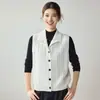 Chaleco Cardigan de Punto Versátil de Color Sólido, de Punto Trenzado, Cuello Alto Retro, Mezcla de Cachemira, de un Solo Botón
