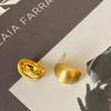 Brincos Curvos Pequenos em Forma de Feijão Escovados com Textura Fosca, Minimalistas Coreanos Dongdaemun Geométricos Exquisitos Banhados a Ouro Cobre