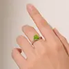 Anillo Abierto Reversible de Personalidad de Moda Cuatro Puntas Transfronterizo, Anillo de Manzana Verde Esmeralda y Serpiente de Estilo Fresco para Mujer
