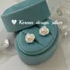 Pendientes de Plata de Ley S925 con Textura Ovalada y Perla, Diseño Simple Exquisito de Nicho Estilo Ins Coreano, Moda
