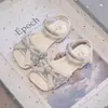 Sandalias Coreanas de Verano 2026 para Niñas, Estilo Princesa, Suela Suave, con Pedrería, Lazo de Perlas, Antideslizantes, Moda Infantil