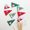 Decoración de Pastel de Navidad Dibujos Animados Lindo Papá Noel Muñeco de Nieve Reno Bandera Pequeña Decoración para Hornear Vaso de Papel Insert