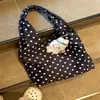 Bolso de Lona con Lunares Azules Estilo Coreano para Mujer 2026 Nuevo Bolso de Hombro de Gran Capacidad Estilo Juvenil Bolso para el Trabajo y la Escuela