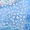 Estilo Oceano Série de Verão Adesivos para Unhas com Conchas e Estrelas do Mar Concha Tridimensional em Relevo Brilho de Concha Ondas do Mar Designs Adesivos para Unhas