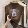 Prenda interior de forro polar de doble cara de moda para niñas, ropa interior de dibujos animados para otoño e invierno, top casual cálido de manga larga cepillada para niños mayores