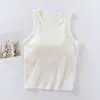 Cinturón de Hilo de Modal Almohadilla para el Pecho Tirantes Chaleco a la Cintura Camiseta Básica Ajustada para Mujer Top Tubo de Verano Ropa Interior Cuello Alto