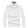 Nova camiseta masculina de manga longa, adequada para homens de meia-idade e jovens, com design polo de gola virada, feita de algodão mercerizado, adequada para primavera e outono, confortável e amiga da pele para uso profissional