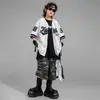 Conjunto de Uniforme de Béisbol Corto de Manga Corta Moderno Genial Elegante para Niños de Street Dance Hip-Hop Holgado Atuendo de Presentación para Niños