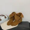 Primer Encuentro Ji Meilade Hebilla de Cinturón Bota Vaquera Botas de Caña Media Arrugadas de Dos Vías Otoño/Invierno Versátiles Adelgazantes Retro