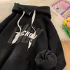 Moletom retrô americano cor bordô para homens, outono e inverno, forrado com fleece, marca da moda, resistente, jaqueta com capuz estampada jovem para primavera e outono