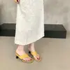 Primer Encuentro: Sandalias de Tanga Retro Francesas de Nicho, Chanclas Tejidas, Sandalias de Cuña de Moda de Verano para Mujer para Exteriores en la Playa
