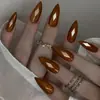 Arte de Uñas Marrón en Forma de Diamante, Uñas Almendradas de Moda Estilo Ins Europeo y Americano, Arte de Uñas Sencillo y Elegante que se Puede Quitar y Usar