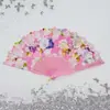 Leque Feminino Vintage Estilo Europeu com Renda e Flor Única, Leque de Orquídea de Verão, Leque Dobrável para Performance de Dança e Fotografia, Em Estoque