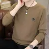Camiseta de Manga Larga con Cuello Redondo para Hombre 2025 Nueva Camiseta de Jacquard Tendencia Atractiva Sudadera Jóvenes Primavera y Otoño Tops