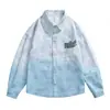 Tangkezhe Primavera y Otoño Nueva Camisa para Hombre Color Degradado Camisa de Mezclilla Chaqueta Versátil Casual de Moda Abrigo para Hombre