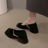 Sapatos Mary Jane Elegantes de Salto Alto Estilo Coreano Francês Fada Outono 2025 Novos Sapatos de Salto Grosso Bico Quadrado Boca Rasa Inspirados em Chanel