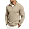 Sudadera con cremallera de manga larga, cuello alto, jacquard a cuadros, simple, casual, para ir al trabajo, peso pesado, para otoño e invierno, de hombre, europea y americana