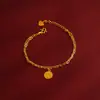 Collar de Flor de Oro de Arena Vietnamita Pulsera Anillo de Verano para Mujer Joyería de Alto Nivel Cobre Dorado Imitación Larga Duración Nuevo Estilo Chino
