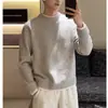 Suéter falso de dos piezas gris para hombre, tejido interior de estilo coreano de alta gama para invierno, abrigo cálido de ajuste limpio