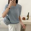 2026 Verão Novo Estilo Crochê Vazado Fino e Super Estiloso Tricô Manga Curta Blusa Feminina, Seda de Gelo Camiseta de Alta Qualidade