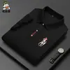 Camiseta de Manga Corta de Algodón Merceizado Hielo para Hombre Verano Nueva Camiseta de Color Sólido Casual para Hombre Polo Delgado con Cuello