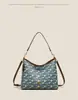 Bolso Hobo de Alta Gama Textura C Estilo Completamente Nuevo con Estampado Clásico, Bolso de Hombro, Bandolera de Hombro Único Gran Capacidad Bolso Tote para Viajar