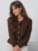 Cárdigan Corto de Punto para Mujer Chaqueta Suéter Imitación de Visón