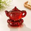 Ornamento de Bule de Chá de Cristal com Alça Giratória, Modelo Mais Vendido de Jingdezhen, Mesmo Estilo que no Xiaohongshu, Bule para Mesa de Chá