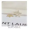 Nuevos Pendientes de Estrella de Cinco Puntas Plata de Ley 925 Pasador de Oreja Completo Diamante Chapado en Oro Joyería Resina Retro Pinzas para Orejas Sin Agujeros