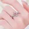 Anillo hueco floral estilo corte vintage de plata de ley maciza S925 con engaste tipo huevo de paloma de 6x8 mm para diamante DIY