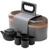 Conjunto de Chá de Viagem em Cerâmica Preta terno Copo Expresso Portátil Um Bule Quatro Xícaras com Bandeja de Chá Presente de Acompanhamento para Negócios Personalização de Logo