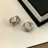 Pendientes de Café Dorados Huecos en Forma de C de Doble Capa Exquisitos Pequeños de Nicho de Lujo Retro para Mujer Accesorios de Pendientes Versátiles Simples para el Día a Día