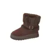 Sapatos quentes de algodão com sola grossa 2026 inverno tamanho grande comércio exterior forrados com fleece espessados slip-on camurça botas de neve para mulheres