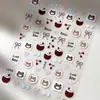 Novos adesivos de nail art com relevo de urso cereja, fofos tridimensionais estilo ins cartoon com laço, adesivos DIY para unhas e copos