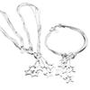 Pulsera, collar y pendientes de cinco estrellas vacías bañados en plata de exportación de comercio exterior, conjunto de suministro al por mayor más vendido de Corea T010