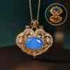 Nuevo Colgante de Collar con Candado de Paz para Mujer, Caja Thangka Estilo Chino Gahu, Accesorios de Cadena para Clavícula de Ágata Estilo Vintage, Venta al por Mayor