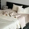 Juego de ropa de cama de cuatro piezas de algodón de fibra larga de Xinjiang, color liso, que incluye una funda de edredón de satén de algodón puro, sábana plana y sábana bajera, adecuado para todas las estaciones.