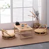 Mesa de Café Pequeña de Ventana Abuhardillada Estilo Japonés, Mesa Tatami, Mesa Baja Simple Inspirada en Zen, Mesa Pequeña de Uso Doméstico para Balcón, Juego de Mesa y Sillas para Casa de Huéspedes