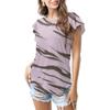 Verão Europeu e Americano 2025 Transfronteiriço Tops Femininos Gola Redonda Estampado Folha de Lótus Manga Curta Moda Camiseta Estampada