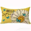 Transfronterizo Nuevo Primavera y Verano Girasol Coche Helado Flor Lino Estampado Cojín de Cintura Dormitorio Coche Decorativo Sofá