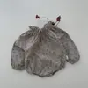 INS primavera y otoño bebé floral pequeño oreja de madera cuello mameluco de manga larga mameluco para niña de bebé