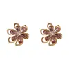 Pendientes de Pétalo Hueco con Circonita Completa Exagerados de Moda de Personalidad Estilo Europeo y Americano Exquisitos de Lujo Ligero Versátiles de Gama Alta Super Brillantes para Mujer