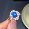 Anillo de Ópalo Azul Natural de Venta Caliente Transfronteriza Plata 925 Electrochapado Cuerpo Completo Piedra Principal 6X8Mm Venta Directa de Fábrica
