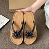 Exquisitas chanclas de fuegos artificiales con pedrería de nicho para mujer, sandalias con plataforma gruesa antideslizante, zapatos de playa para exteriores para mujer, venta al por mayor
