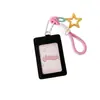 Porta-Cartões de Couro Estilo Coreano Hisocute com Display para Foto Polaroid 3 Polegadas Cartão de Refeição Estudantil Identificação de Trabalho Pingente Anti-Perda
