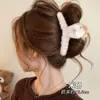 Accesorio para el cabello de pinza de tiburón marrón, de bajo volumen, esponjoso, para peinado semi-recogido, pinza grande de oso para el cabello, pinza de garra con orejas de gato y borla elegante para mujer