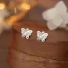 Brincos de Parafuso com Pérola e Borboleta em Prata Pura S999, Estilo Floresta Elegante, Novos Brincos de Design Retro Francês de Alta Qualidade, Atacado